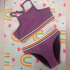 Zella Girl Kids’ Rainbow Pop Two Piece 2 piece Girls Rainbow Swimsuite.